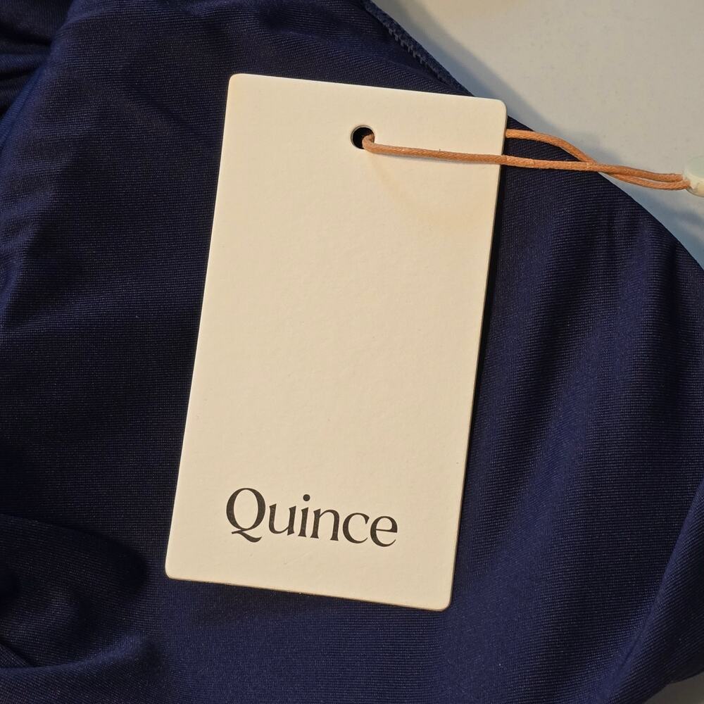 Quince Italian Plunge One Piece Swimsuit Women XL Deep Navy Blue Luxury NWT - Picture 4 of 8